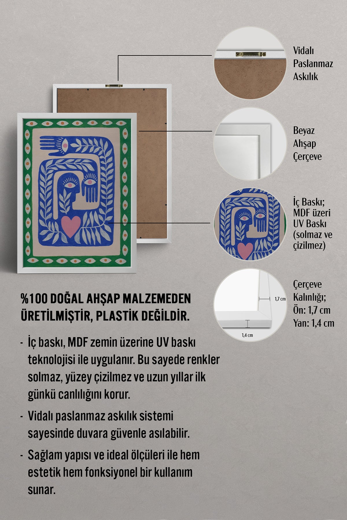 HOMEPACK Ahşap Çerçeveli Tablo Çerçeveli Poster Sanatsal Modern Duvar Dekoru BEK-8330