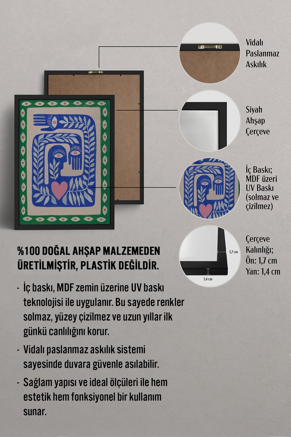 HOMEPACK Ahşap Çerçeveli Tablo Çerçeveli Poster Sanatsal Modern Duvar Dekoru BEK-8330
