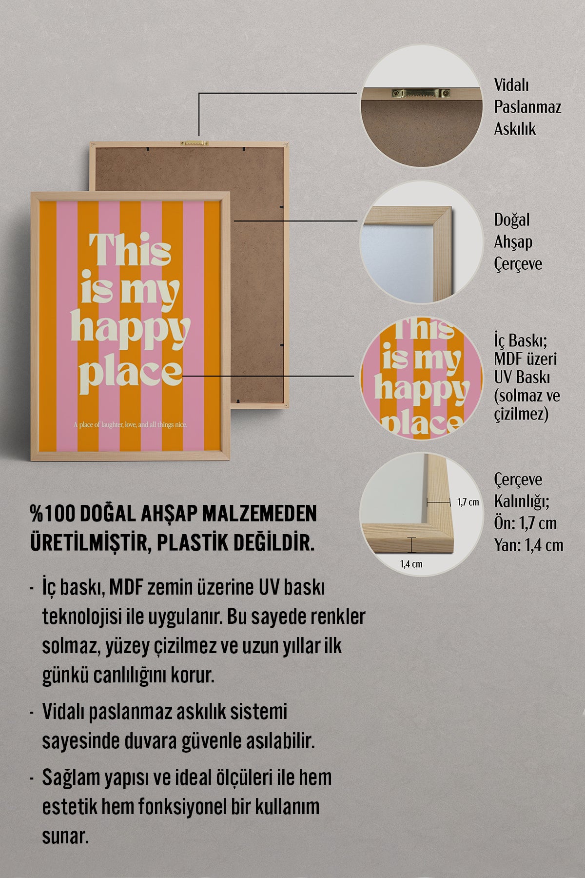HOMEPACK Ahşap Çerçeveli Tablo Çerçeveli Poster Sanatsal Modern Duvar Dekoru BEK-8331