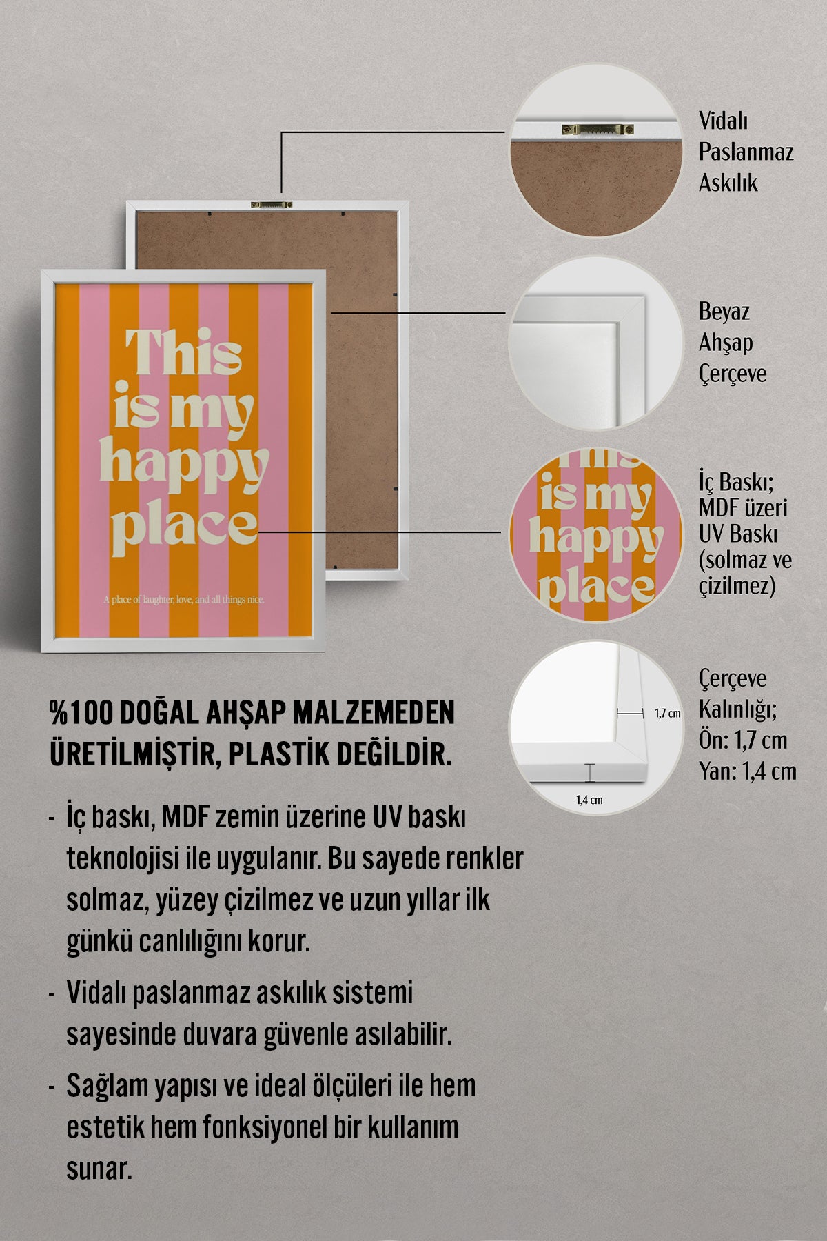 HOMEPACK Ahşap Çerçeveli Tablo Çerçeveli Poster Sanatsal Modern Duvar Dekoru BEK-8331