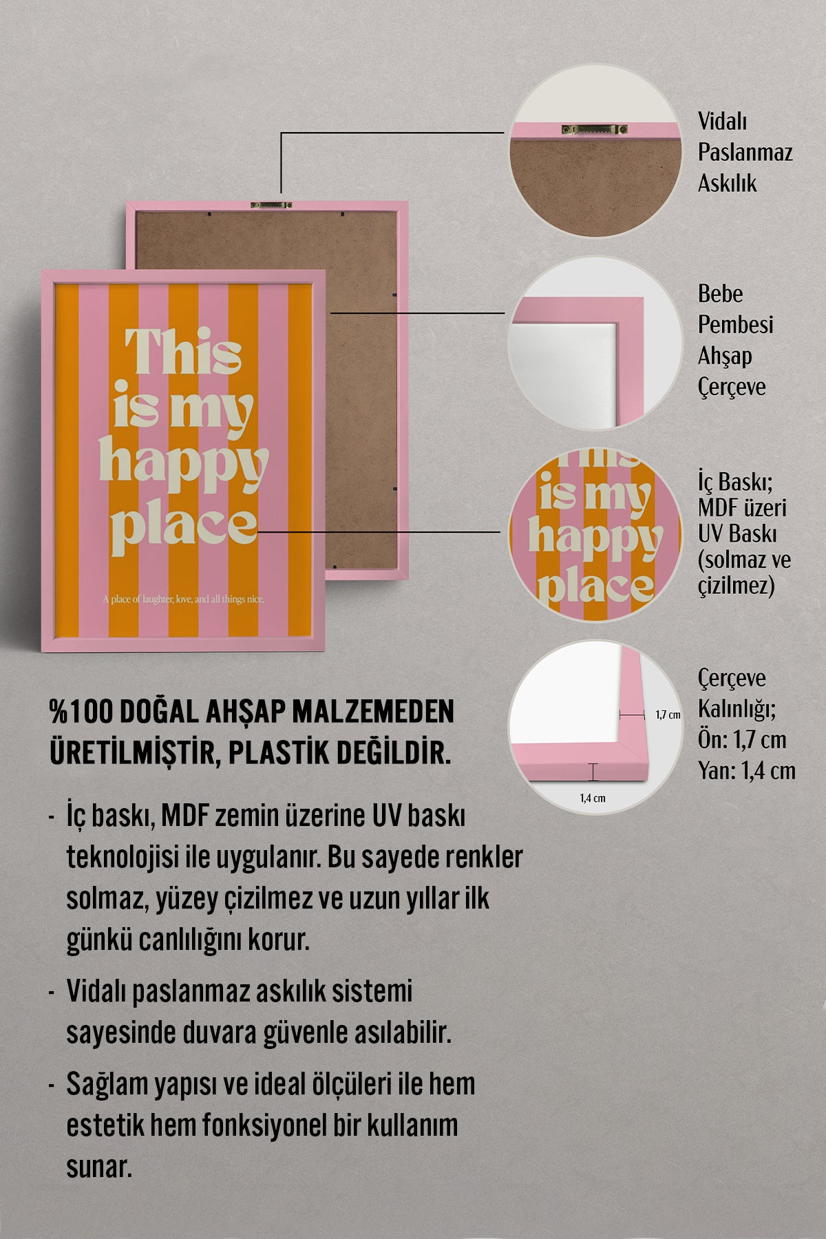 HOMEPACK Ahşap Çerçeveli Tablo Çerçeveli Poster Sanatsal Modern Duvar Dekoru BEK-8331