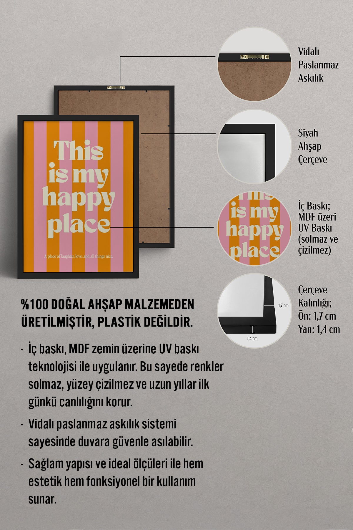HOMEPACK Ahşap Çerçeveli Tablo Çerçeveli Poster Sanatsal Modern Duvar Dekoru BEK-8331