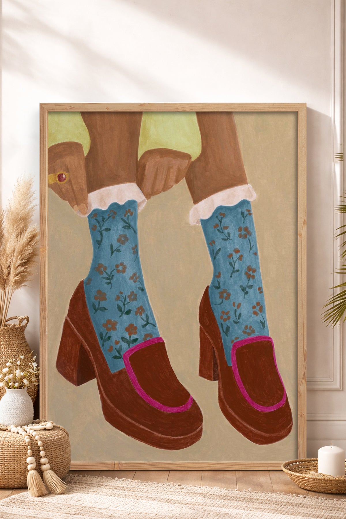 HOMEPACK Ahşap Çerçeveli Tablo Çerçeveli Poster Sanatsal Modern Duvar Dekoru BEK-8332