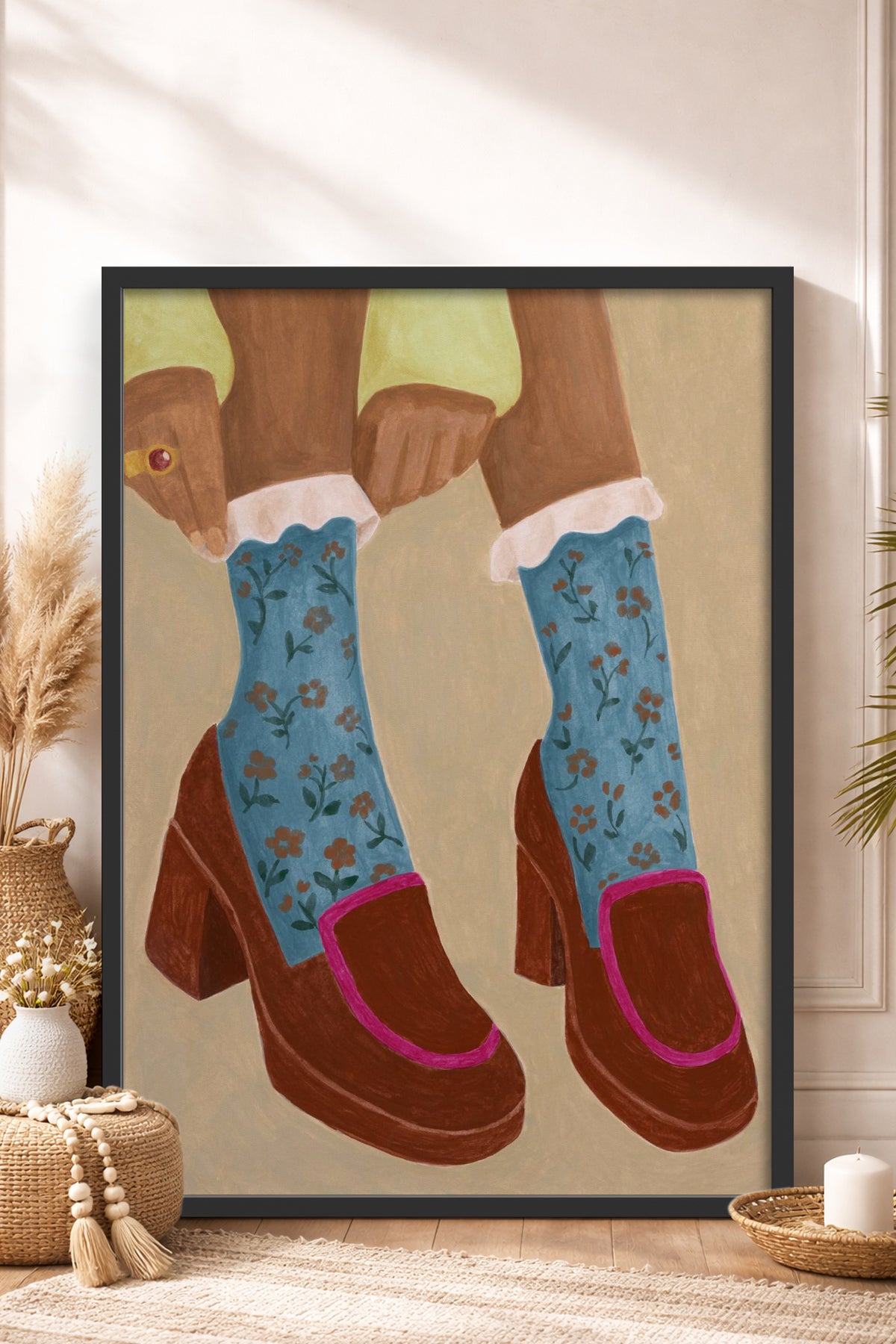 HOMEPACK Ahşap Çerçeveli Tablo Çerçeveli Poster Sanatsal Modern Duvar Dekoru BEK-8332
