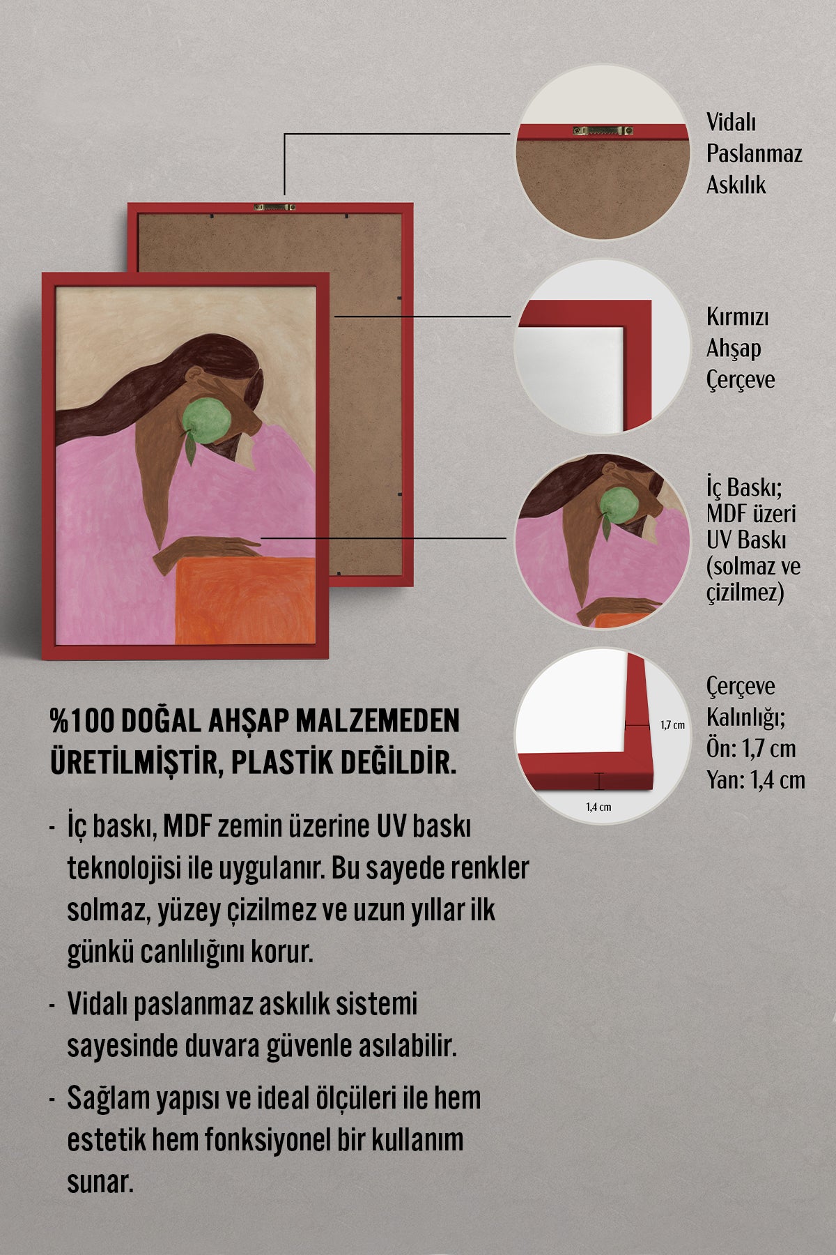 HOMEPACK Ahşap Çerçeveli Tablo Çerçeveli Poster Sanatsal Modern Duvar Dekoru BEK-8334
