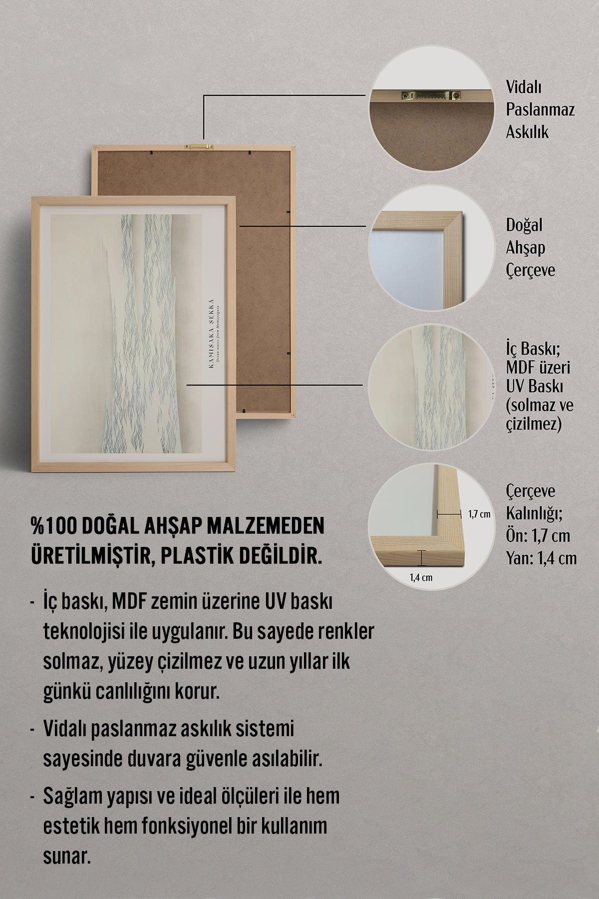 HOMEPACK Ahşap Çerçeveli Tablo Çerçeveli Poster Sanatsal Modern Duvar Dekoru BEK-8336