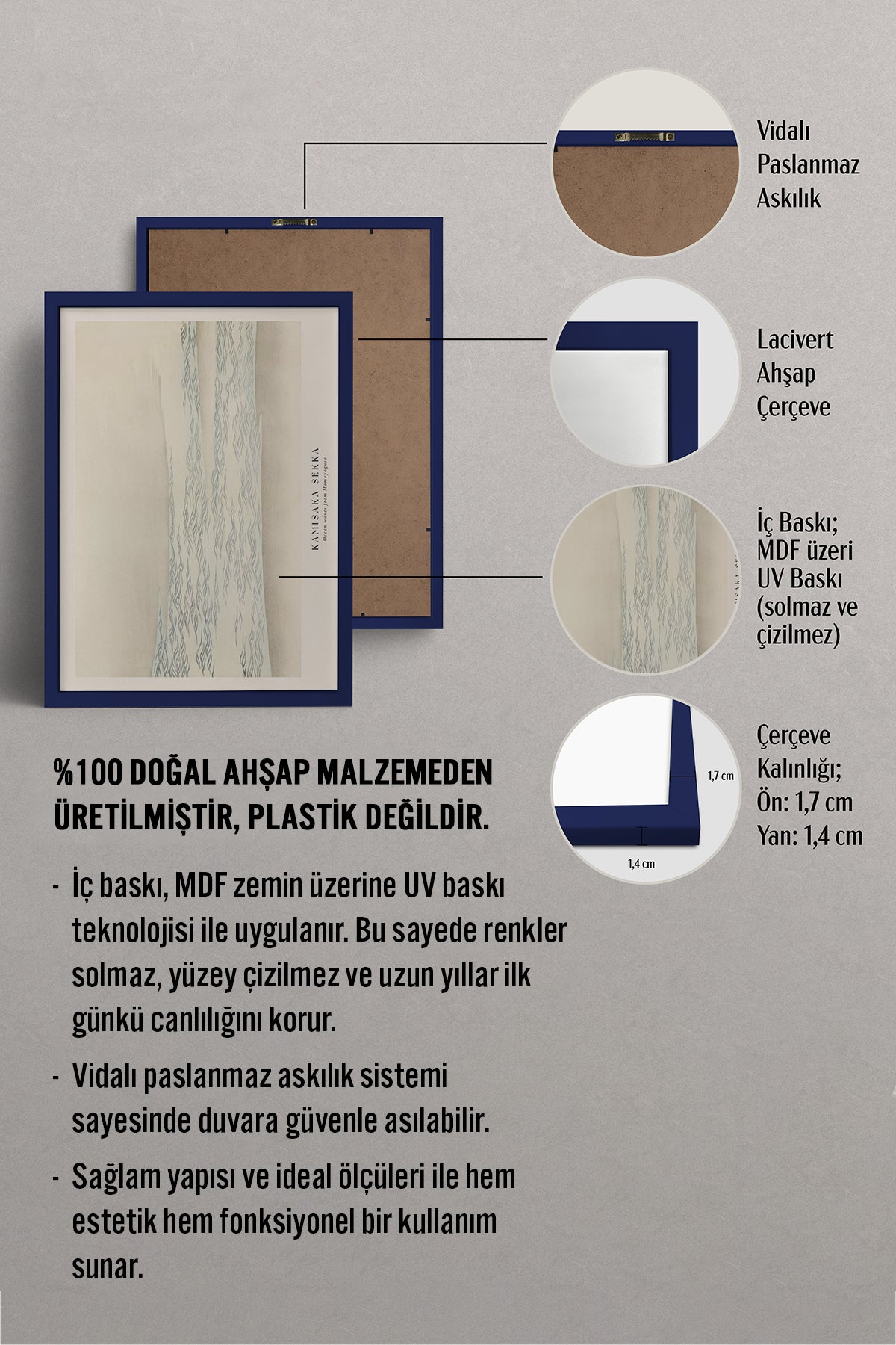 HOMEPACK Ahşap Çerçeveli Tablo Çerçeveli Poster Sanatsal Modern Duvar Dekoru BEK-8336