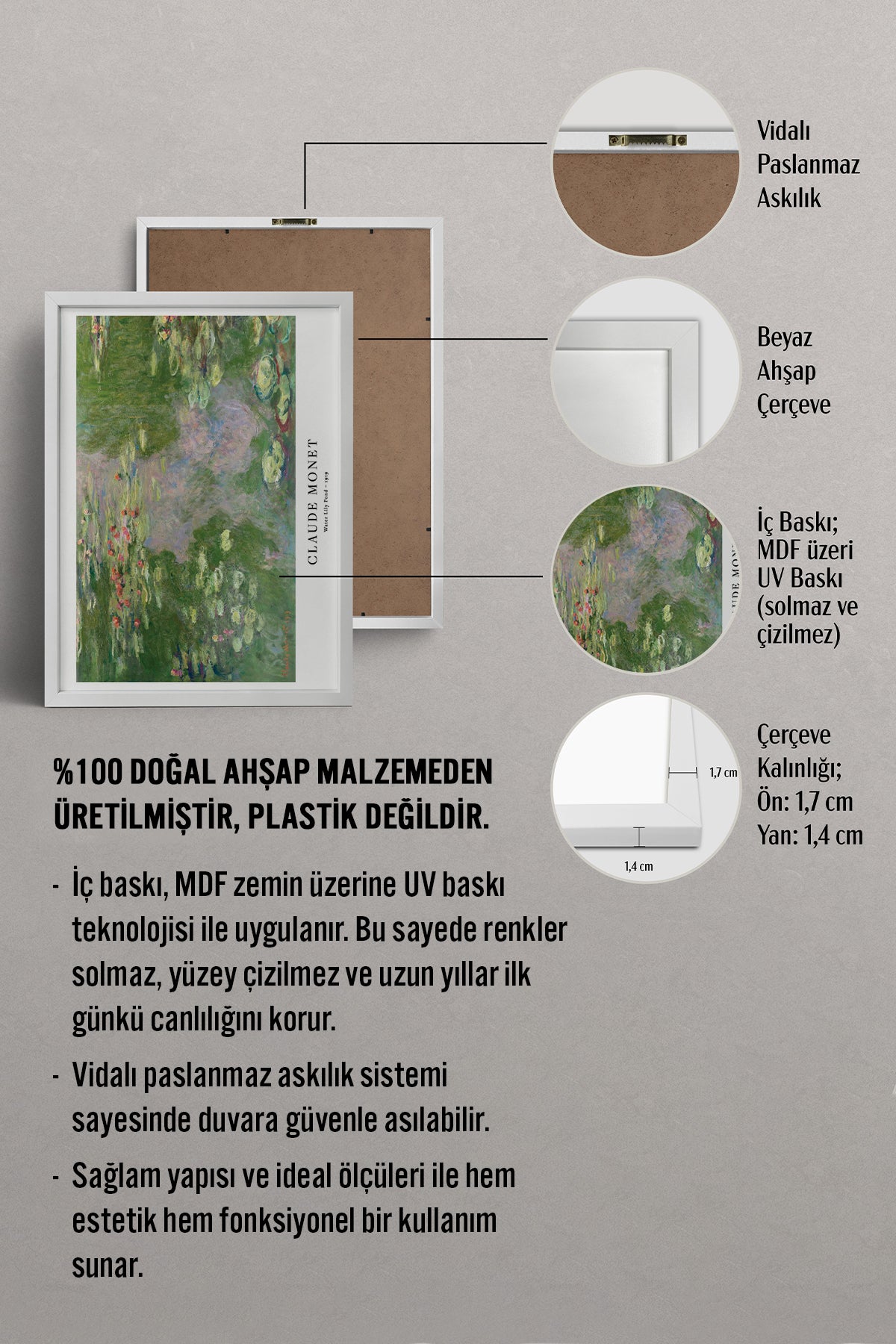 HOMEPACK Ahşap Çerçeveli Tablo Çerçeveli Poster Sanatsal Modern Duvar Dekoru BEK-8337