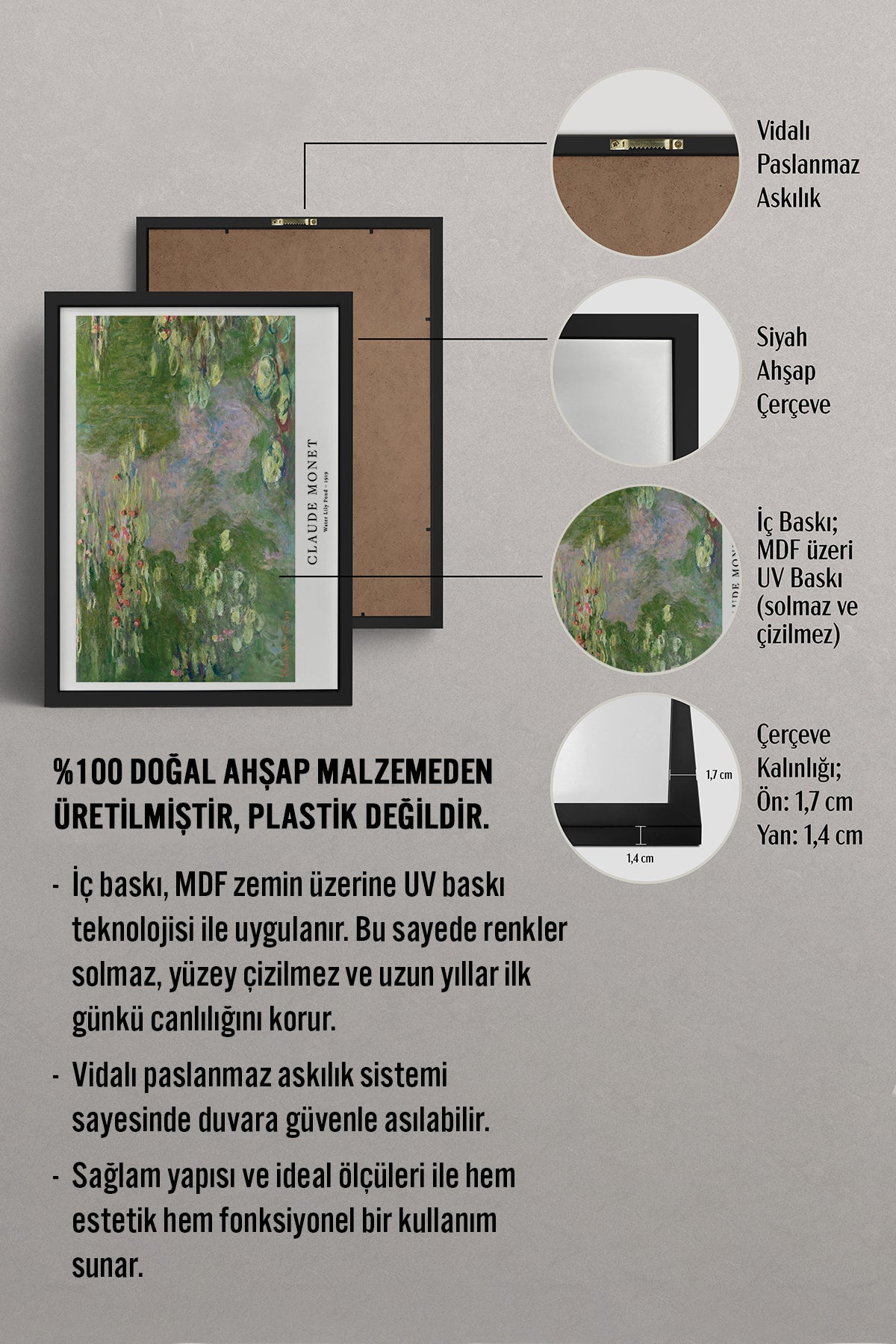 HOMEPACK Ahşap Çerçeveli Tablo Çerçeveli Poster Sanatsal Modern Duvar Dekoru BEK-8337