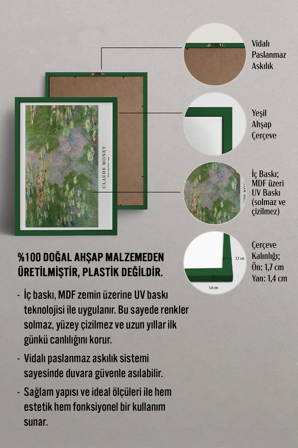 HOMEPACK Ahşap Çerçeveli Tablo Çerçeveli Poster Sanatsal Modern Duvar Dekoru BEK-8337