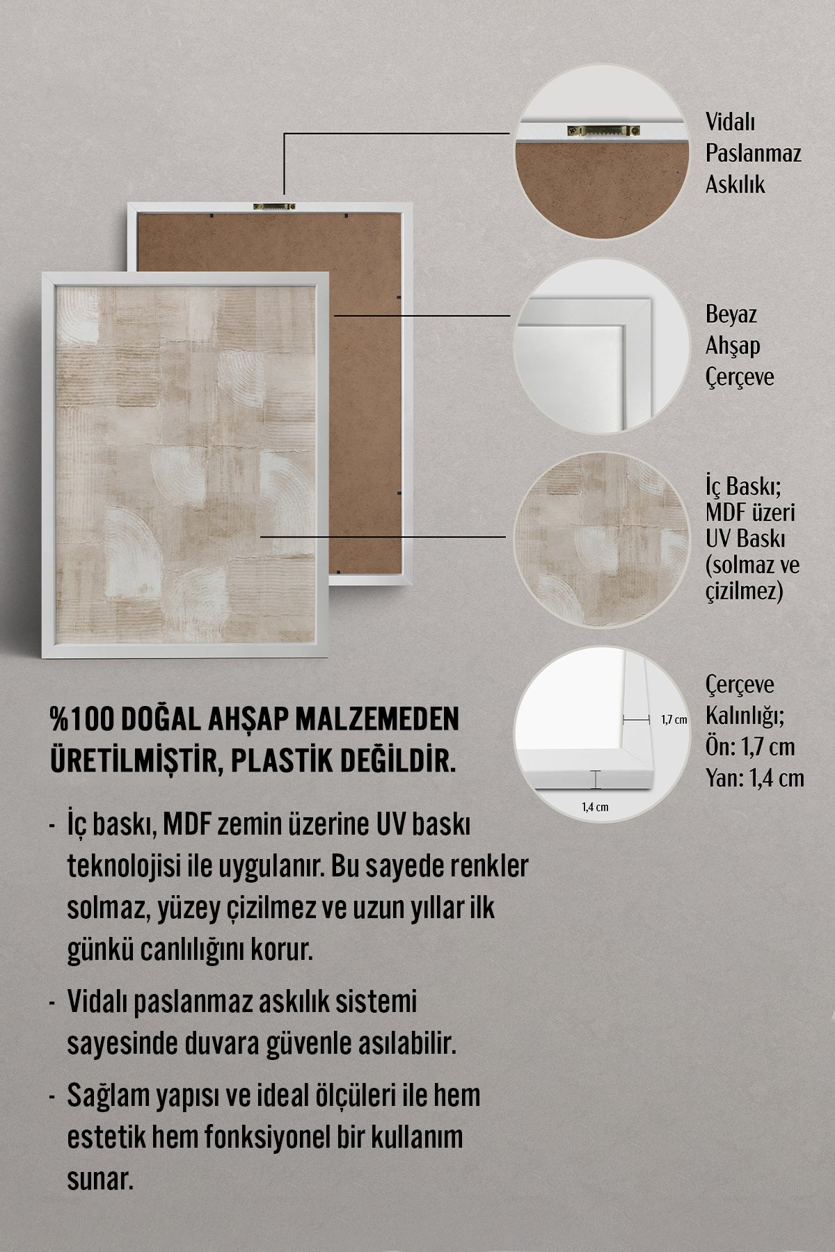 HOMEPACK Ahşap Çerçeveli Tablo Çerçeveli Poster Sanatsal Modern Duvar Dekoru BEK-8339
