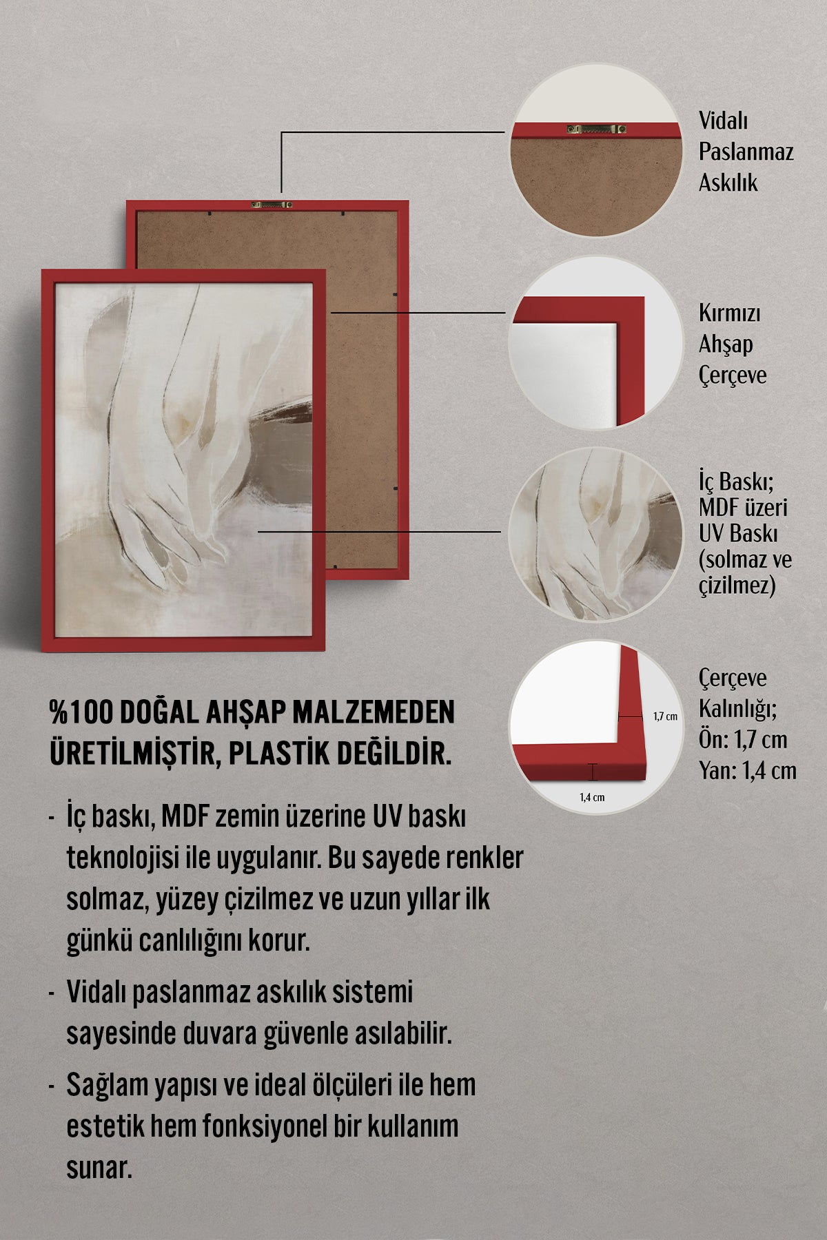 HOMEPACK Ahşap Çerçeveli Tablo Çerçeveli Poster Sanatsal Modern Duvar Dekoru BEK-8340