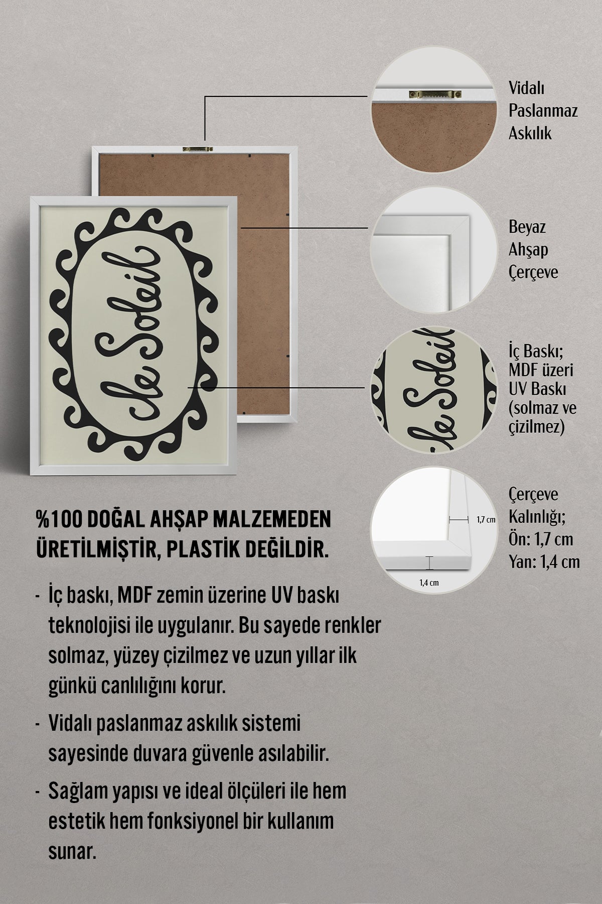HOMEPACK Ahşap Çerçeveli Tablo Çerçeveli Poster Sanatsal Modern Duvar Dekoru BEK-8341