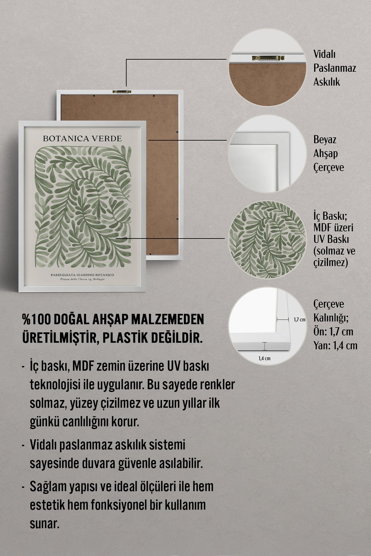 HOMEPACK Ahşap Çerçeveli Tablo Çerçeveli Poster Sanatsal Modern Duvar Dekoru BEK-8342