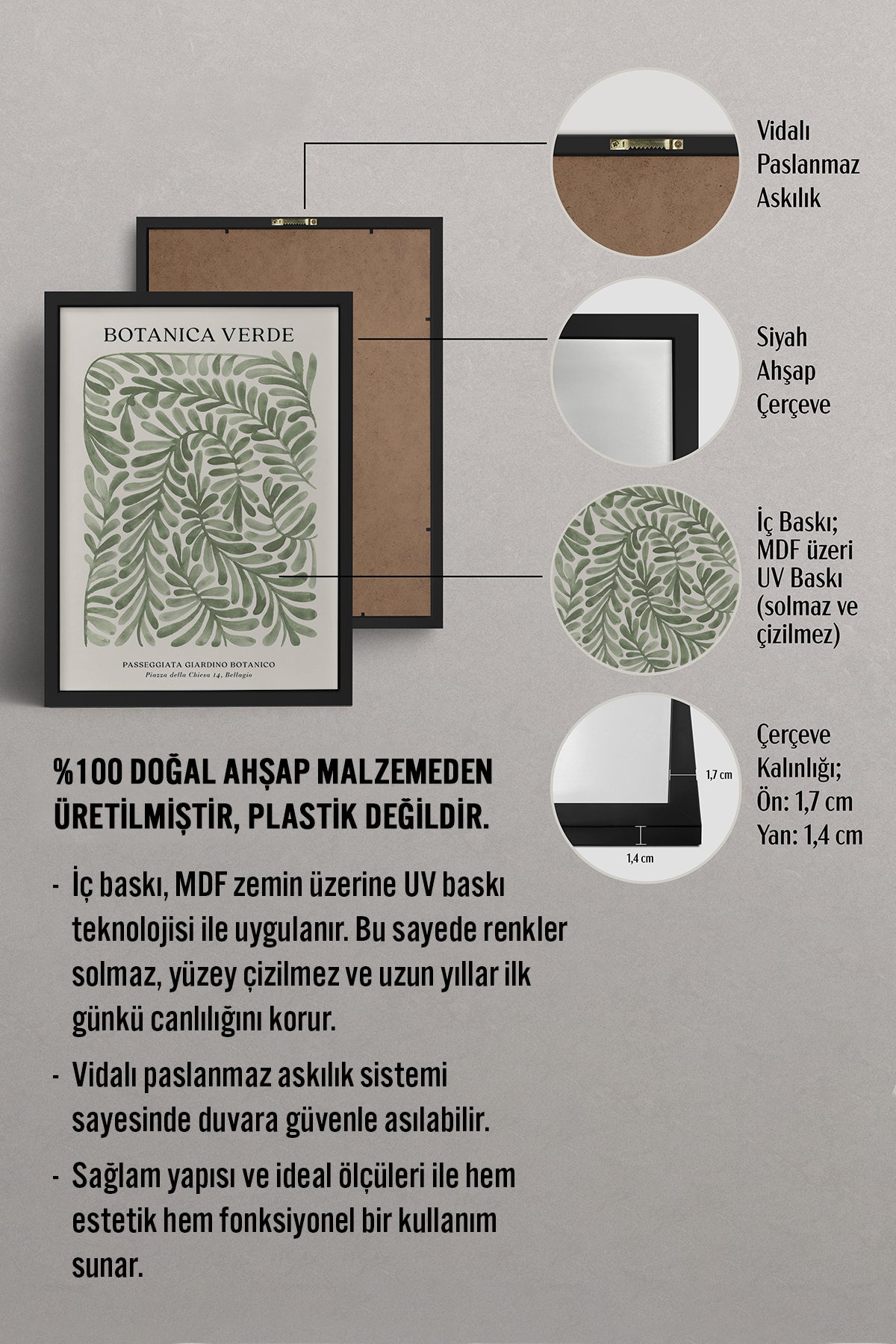 HOMEPACK Ahşap Çerçeveli Tablo Çerçeveli Poster Sanatsal Modern Duvar Dekoru BEK-8342