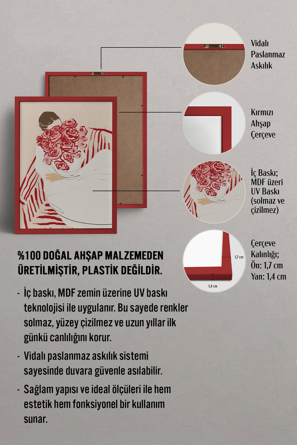 HOMEPACK Ahşap Çerçeveli Tablo Çerçeveli Poster Sanatsal Modern Duvar Dekoru BEK-8343