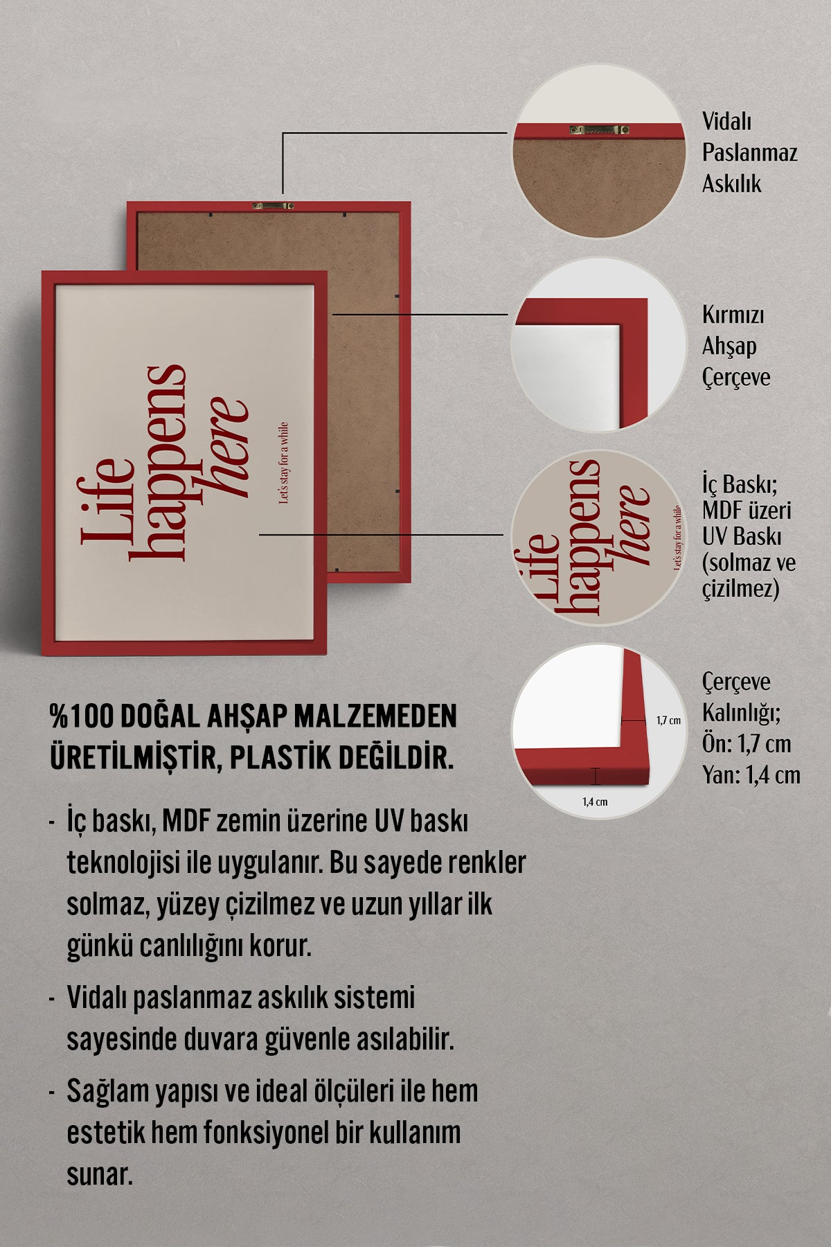 HOMEPACK Ahşap Çerçeveli Tablo Çerçeveli Poster Sanatsal Modern Duvar Dekoru BEK-8344