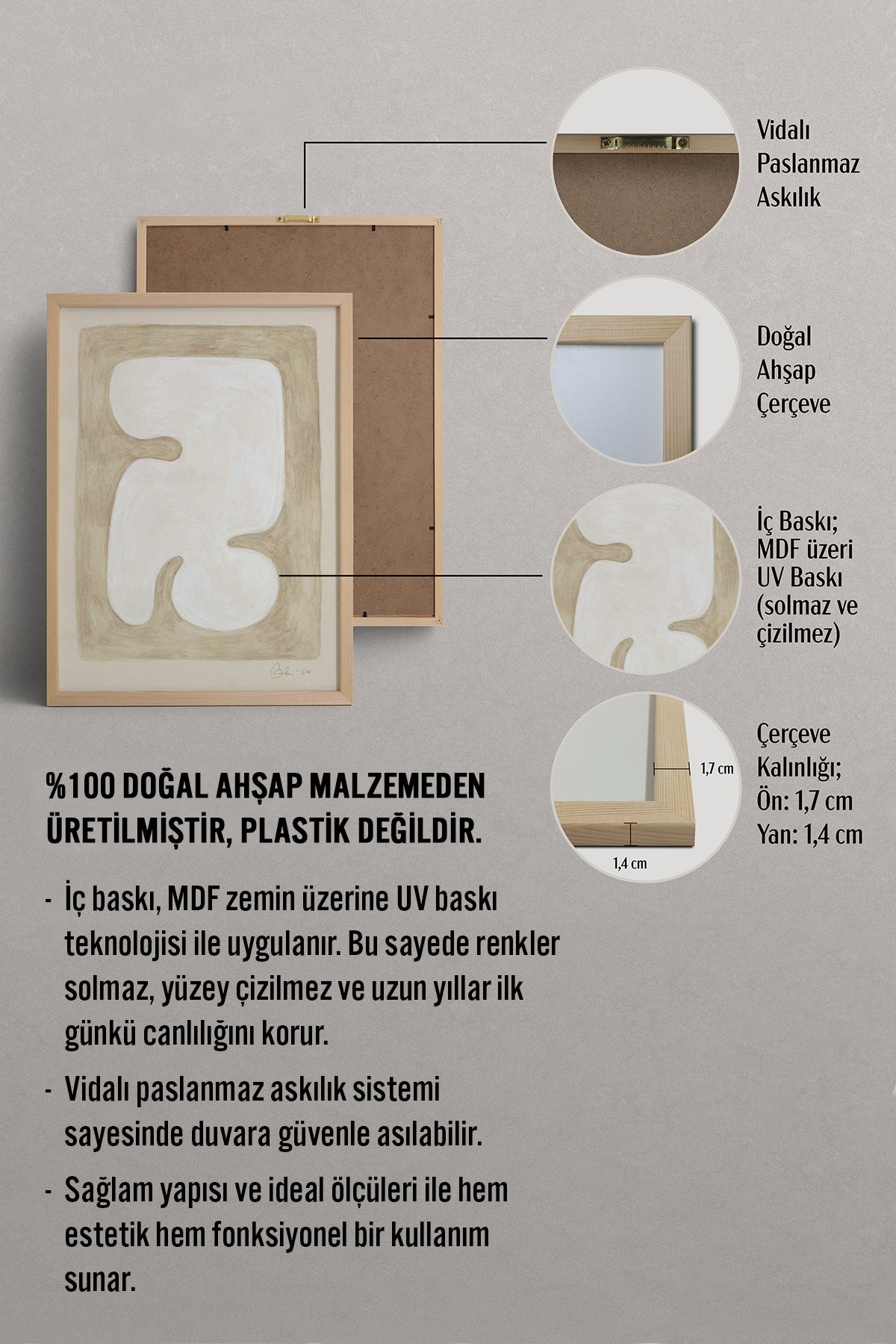 HOMEPACK Ahşap Çerçeveli Tablo Çerçeveli Poster Sanatsal Modern Duvar Dekoru BEK-8345