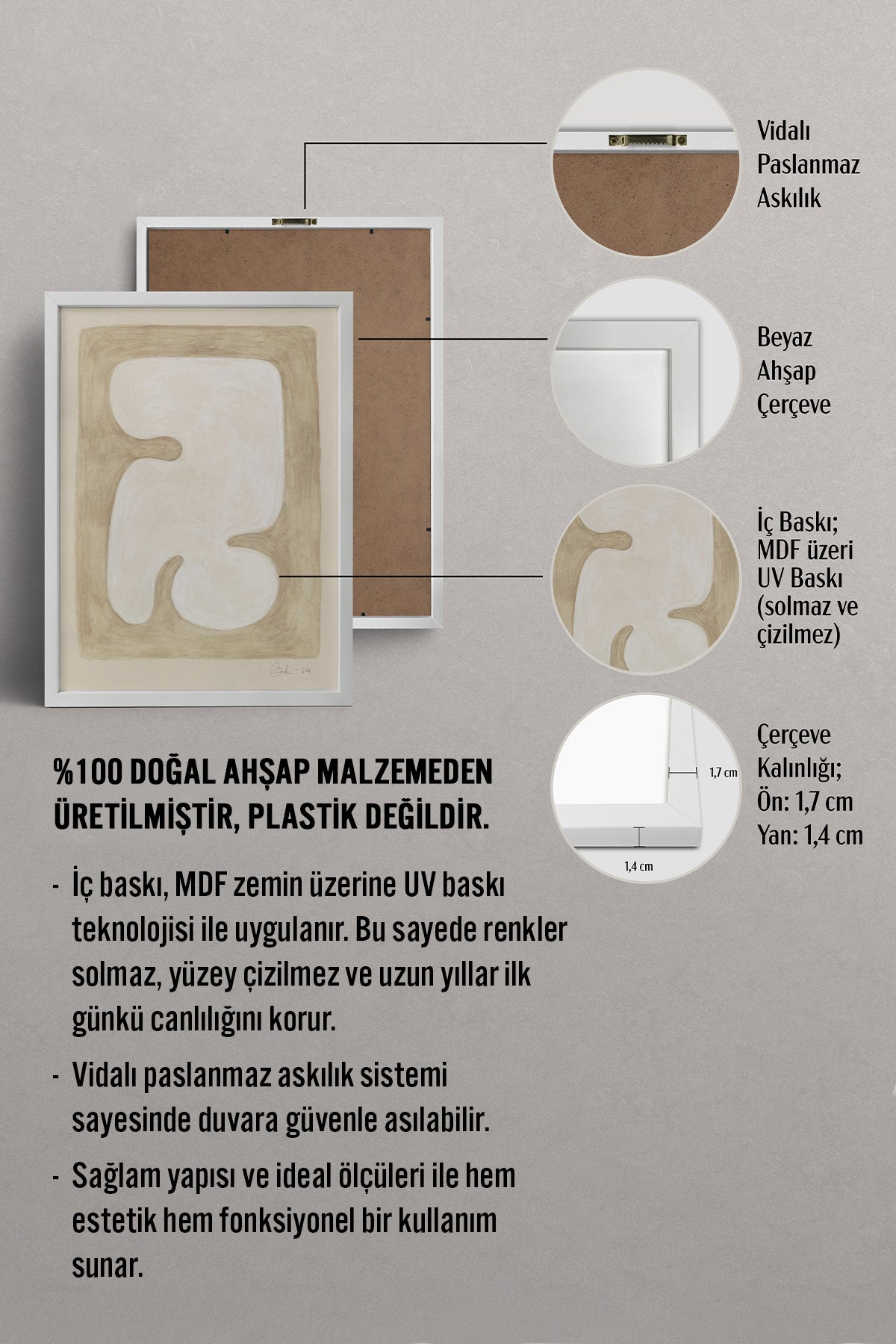 HOMEPACK Ahşap Çerçeveli Tablo Çerçeveli Poster Sanatsal Modern Duvar Dekoru BEK-8345