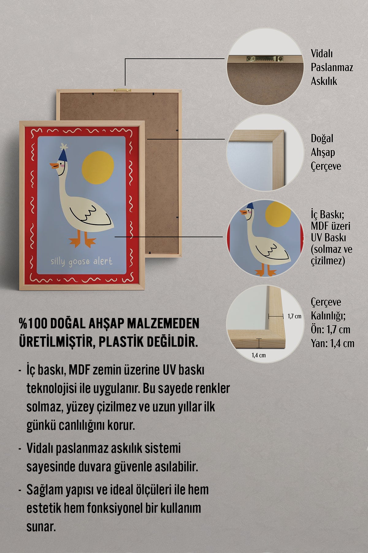 HOMEPACK Ahşap Çerçeveli Tablo Çerçeveli Poster Sanatsal Modern Duvar Dekoru BEK-8349