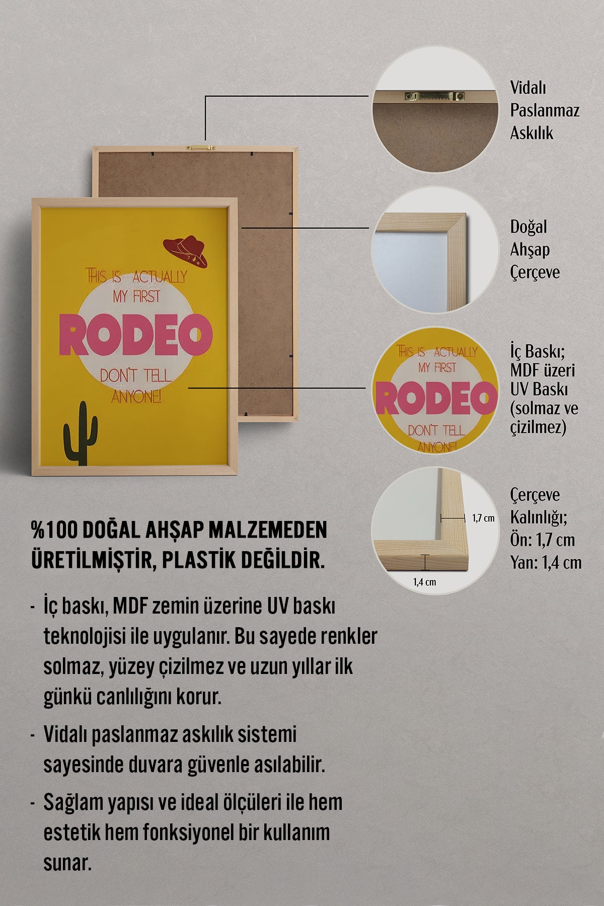 HOMEPACK Ahşap Çerçeveli Tablo Çerçeveli Poster Sanatsal Modern Duvar Dekoru BEK-8350