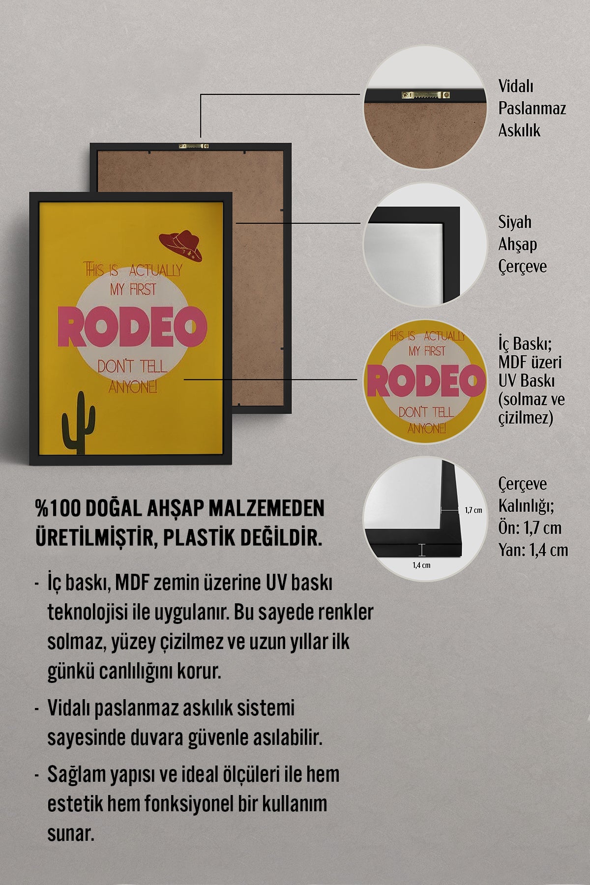 HOMEPACK Ahşap Çerçeveli Tablo Çerçeveli Poster Sanatsal Modern Duvar Dekoru BEK-8350