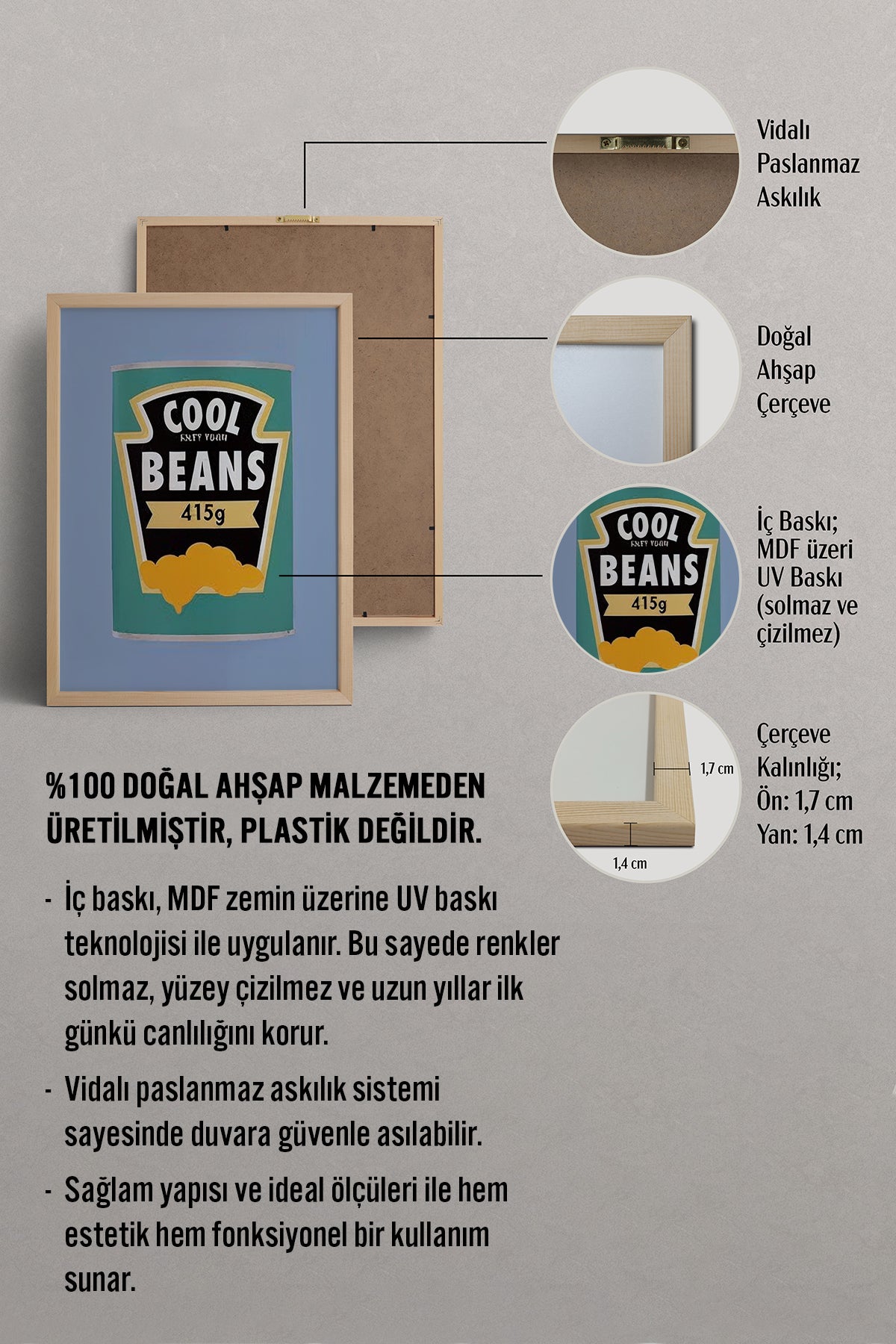 HOMEPACK Ahşap Çerçeveli Tablo Çerçeveli Poster Sanatsal Modern Duvar Dekoru BEK-8351