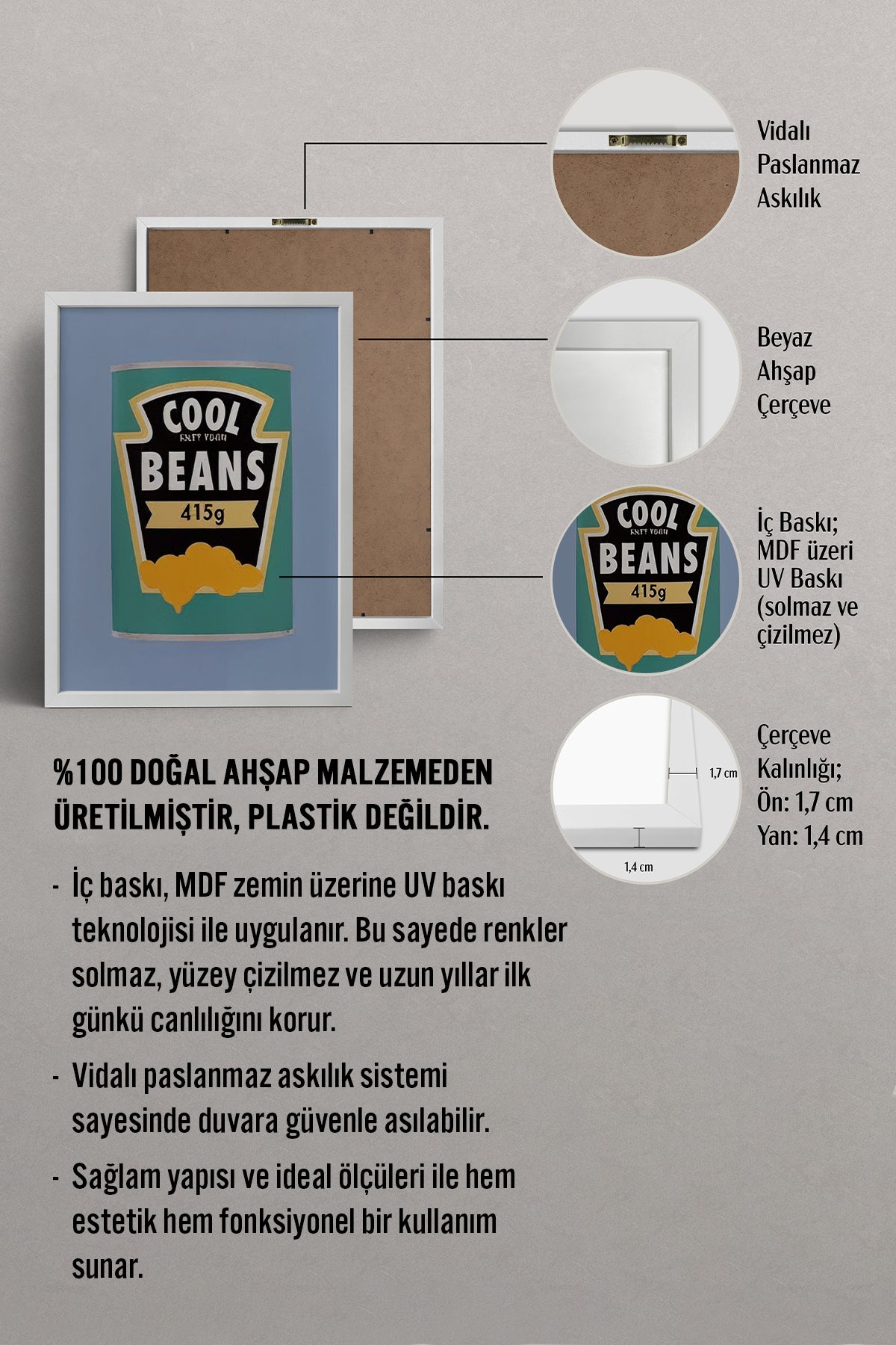 HOMEPACK Ahşap Çerçeveli Tablo Çerçeveli Poster Sanatsal Modern Duvar Dekoru BEK-8351