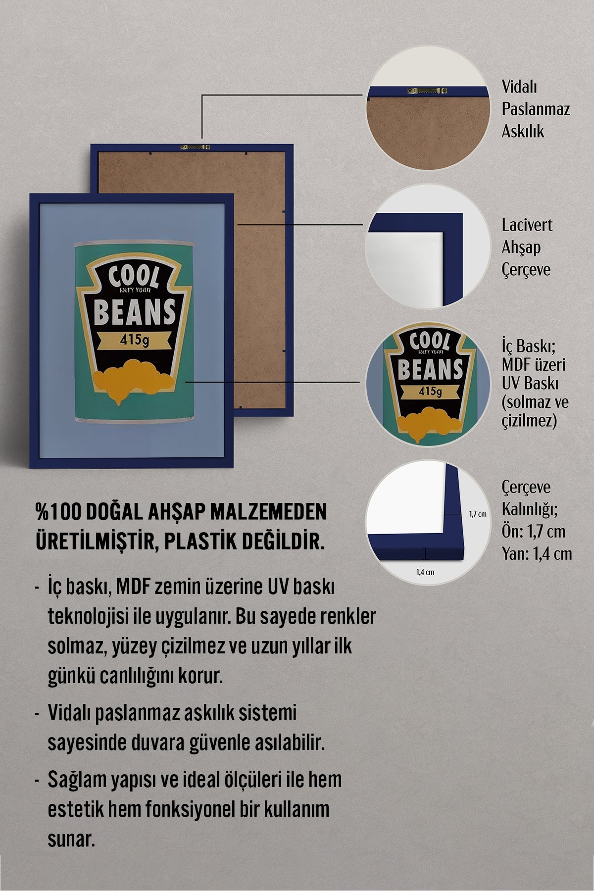 HOMEPACK Ahşap Çerçeveli Tablo Çerçeveli Poster Sanatsal Modern Duvar Dekoru BEK-8351