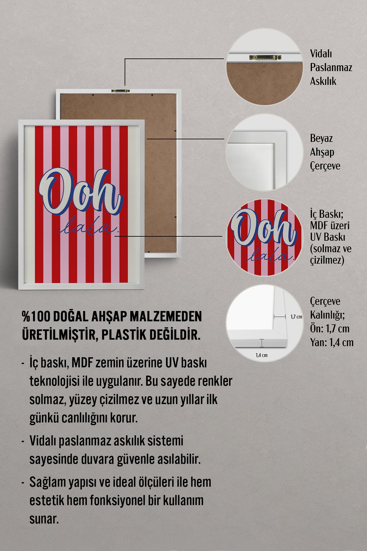 HOMEPACK Ahşap Çerçeveli Tablo Çerçeveli Poster Sanatsal Modern Duvar Dekoru BEK-8352