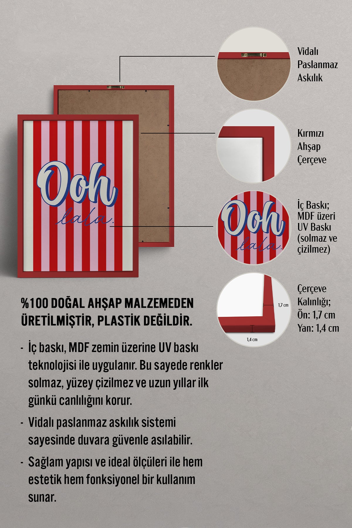 HOMEPACK Ahşap Çerçeveli Tablo Çerçeveli Poster Sanatsal Modern Duvar Dekoru BEK-8352