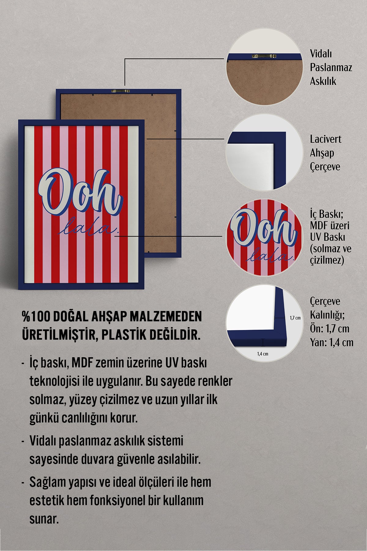 HOMEPACK Ahşap Çerçeveli Tablo Çerçeveli Poster Sanatsal Modern Duvar Dekoru BEK-8352