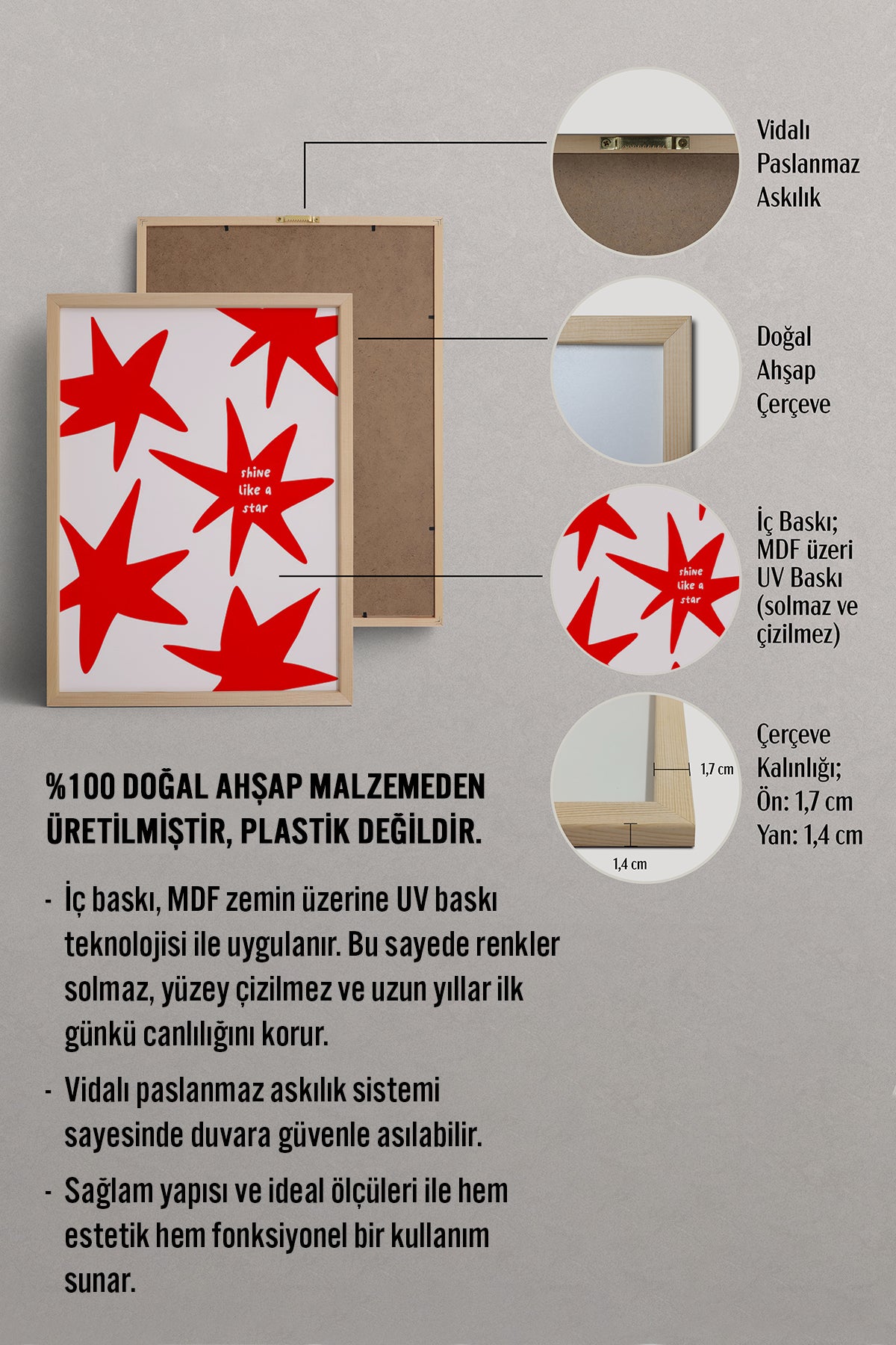 HOMEPACK Ahşap Çerçeveli Tablo Çerçeveli Poster Sanatsal Modern Duvar Dekoru BEK-8353