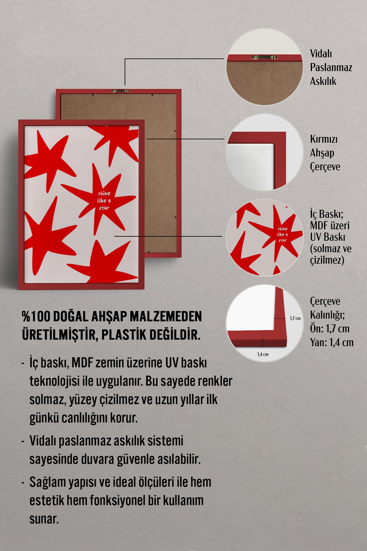 HOMEPACK Ahşap Çerçeveli Tablo Çerçeveli Poster Sanatsal Modern Duvar Dekoru BEK-8353