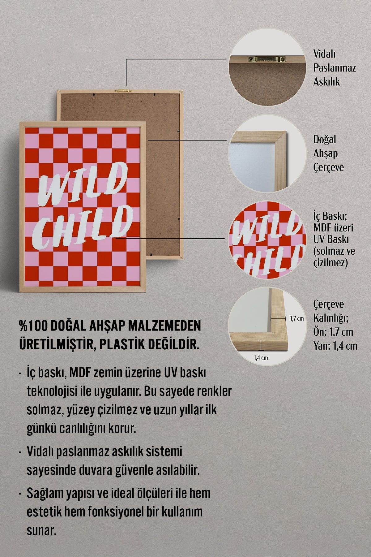 HOMEPACK Ahşap Çerçeveli Tablo Çerçeveli Poster Sanatsal Modern Duvar Dekoru BEK-8354