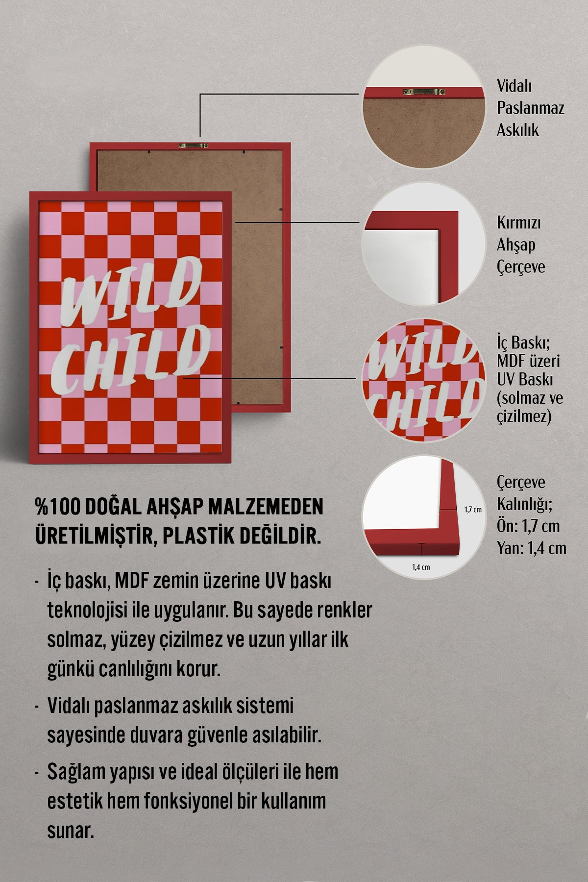 HOMEPACK Ahşap Çerçeveli Tablo Çerçeveli Poster Sanatsal Modern Duvar Dekoru BEK-8354