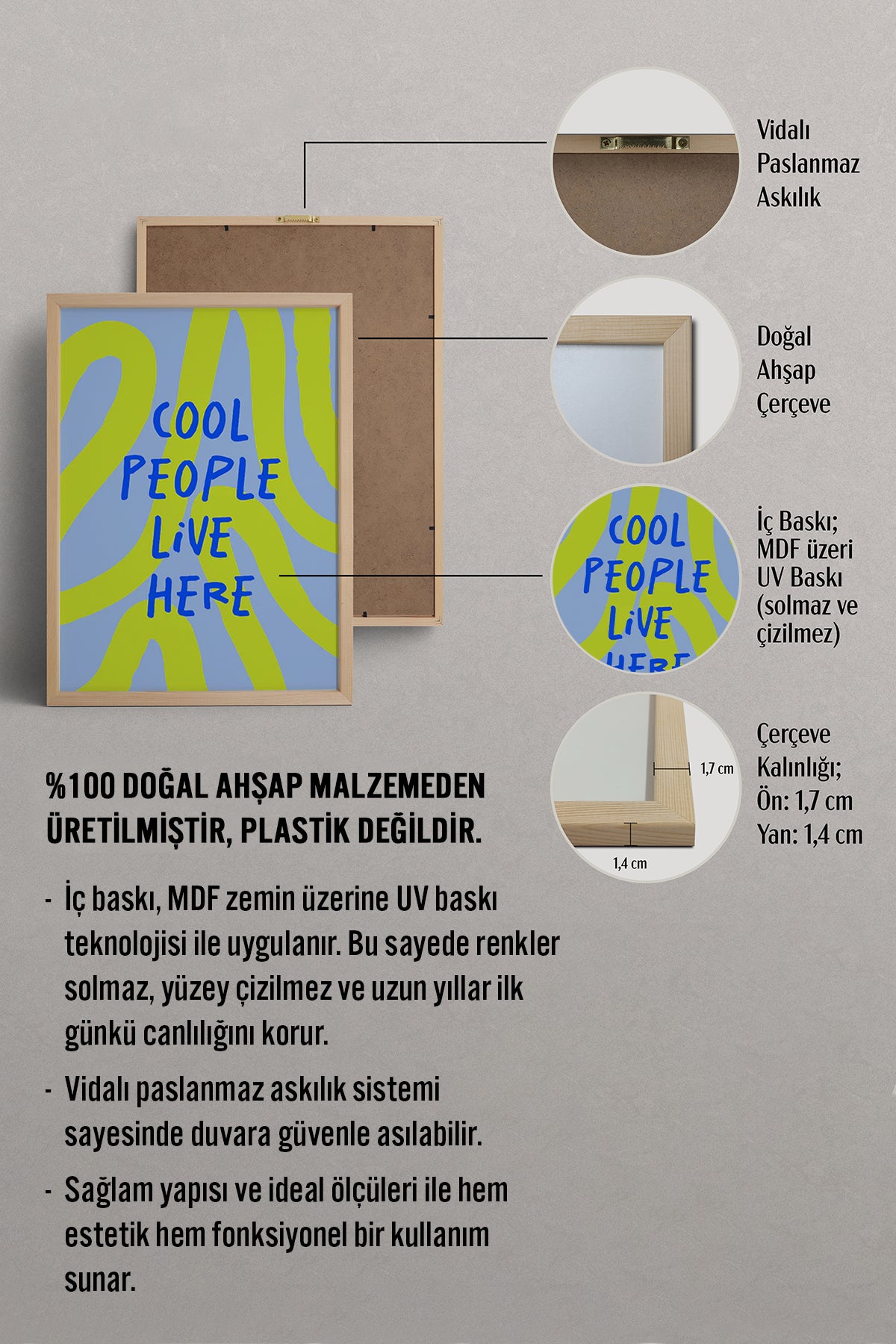 HOMEPACK Ahşap Çerçeveli Tablo Çerçeveli Poster Sanatsal Modern Duvar Dekoru BEK-8355