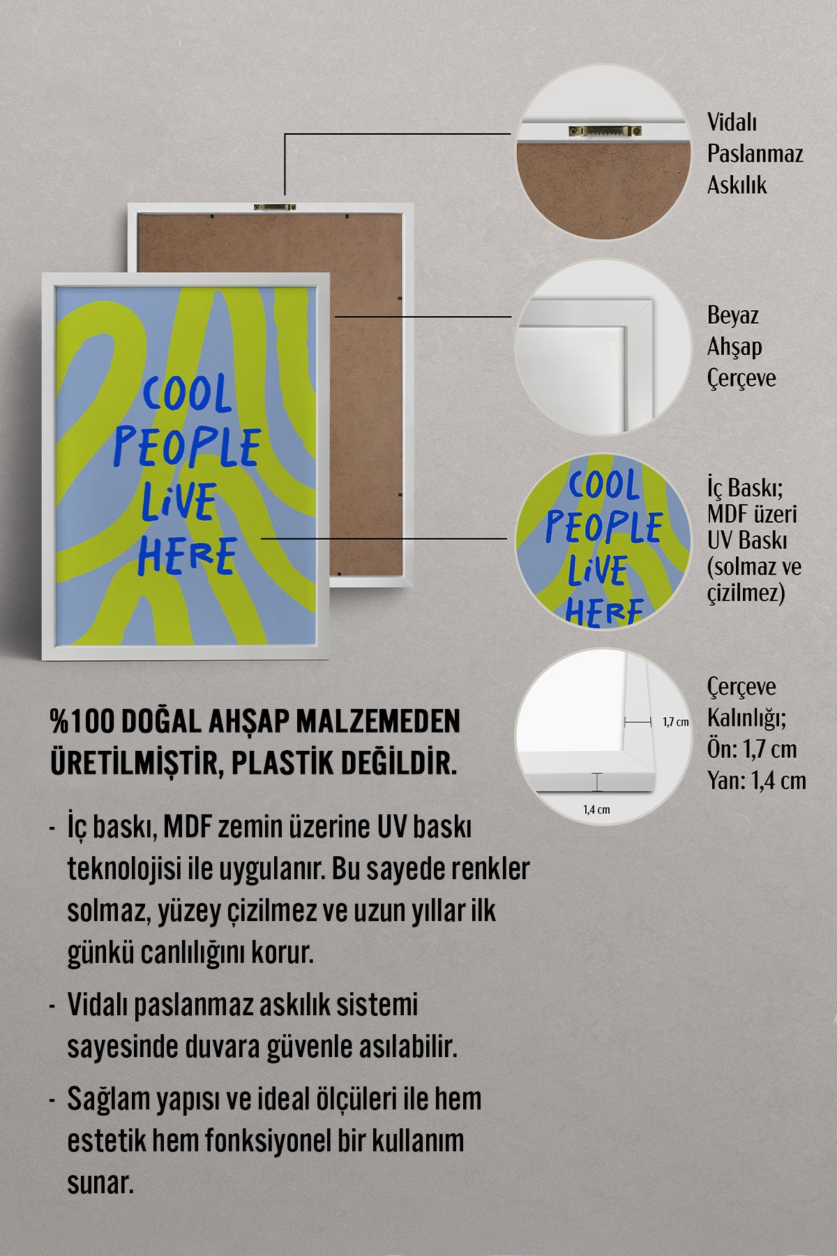 HOMEPACK Ahşap Çerçeveli Tablo Çerçeveli Poster Sanatsal Modern Duvar Dekoru BEK-8355