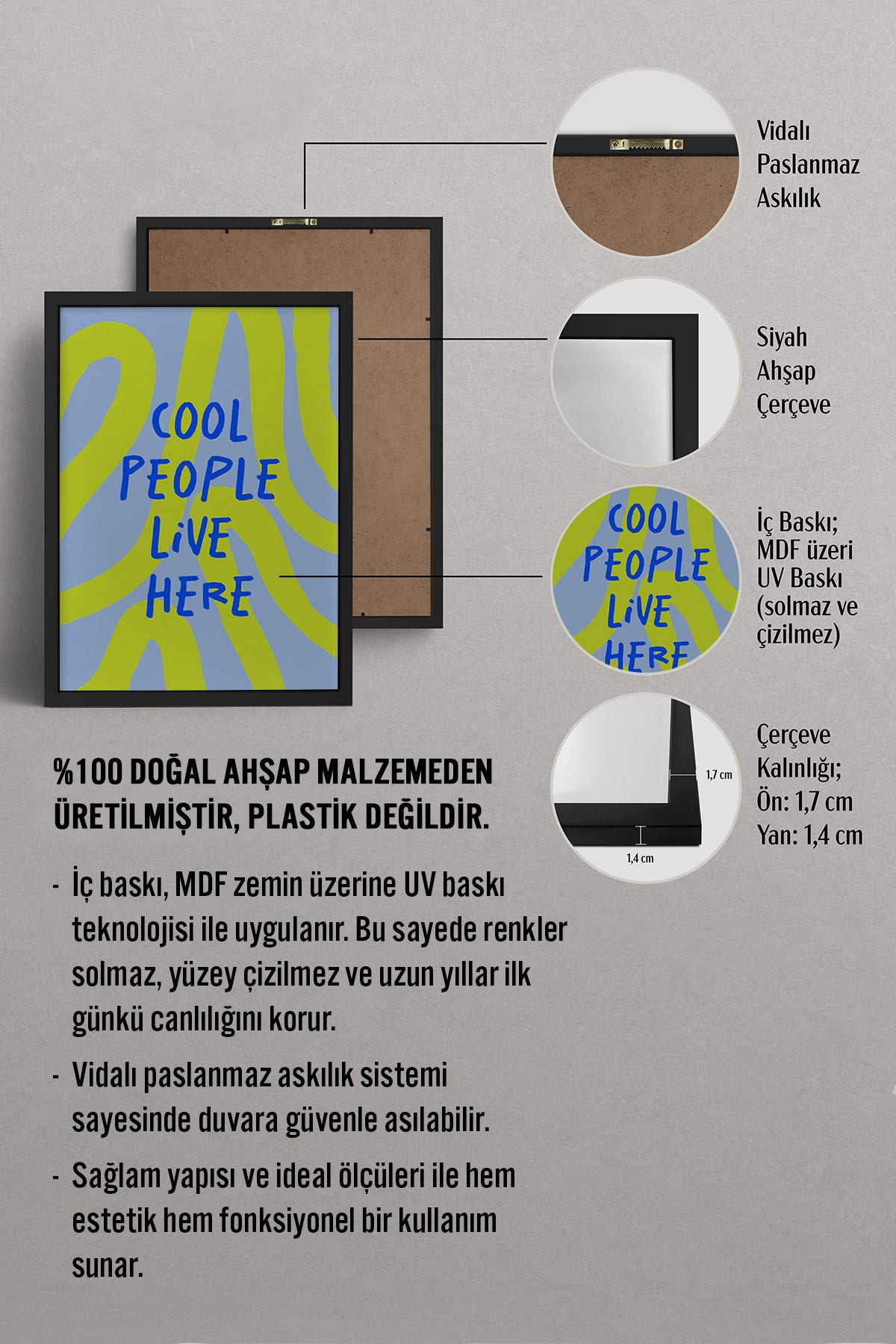 HOMEPACK Ahşap Çerçeveli Tablo Çerçeveli Poster Sanatsal Modern Duvar Dekoru BEK-8355