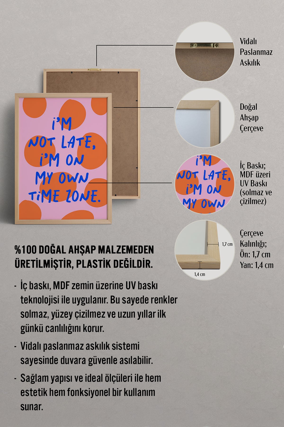 HOMEPACK Ahşap Çerçeveli Tablo Çerçeveli Poster Sanatsal Modern Duvar Dekoru BEK-8356