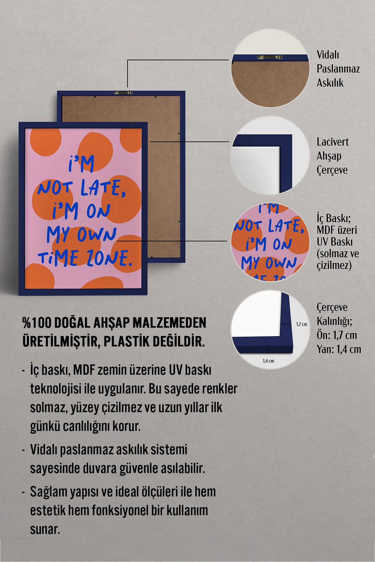HOMEPACK Ahşap Çerçeveli Tablo Çerçeveli Poster Sanatsal Modern Duvar Dekoru BEK-8356
