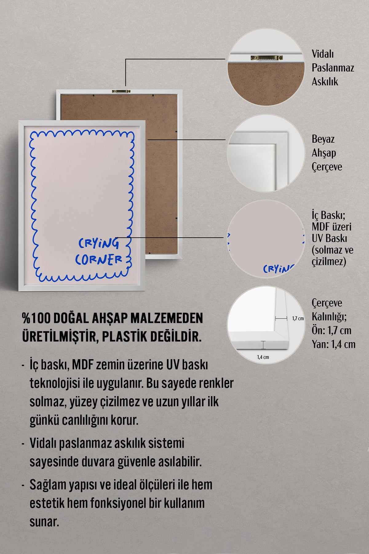 HOMEPACK Ahşap Çerçeveli Tablo Çerçeveli Poster Sanatsal Modern Duvar Dekoru BEK-8357