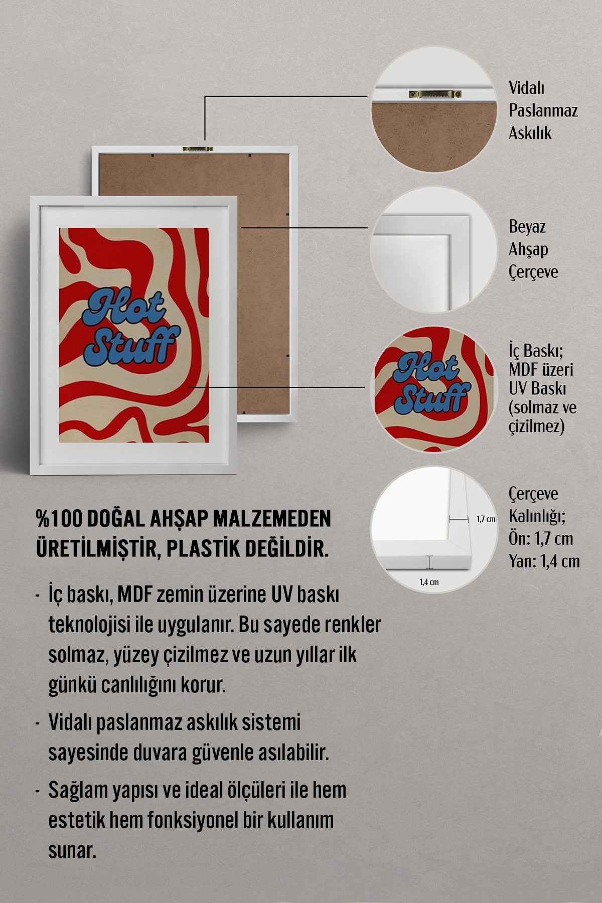 HOMEPACK Ahşap Çerçeveli Tablo Çerçeveli Poster Sanatsal Modern Duvar Dekoru BEK-8360