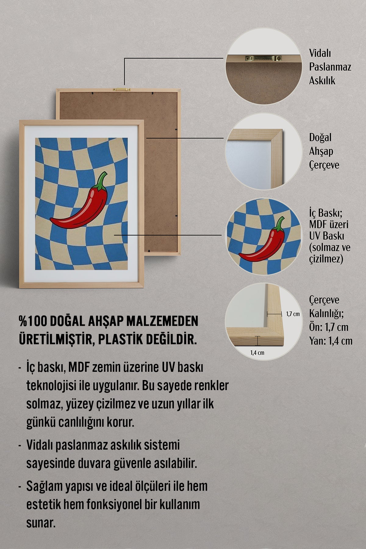 HOMEPACK Ahşap Çerçeveli Tablo Çerçeveli Poster Sanatsal Modern Duvar Dekoru BEK-8361