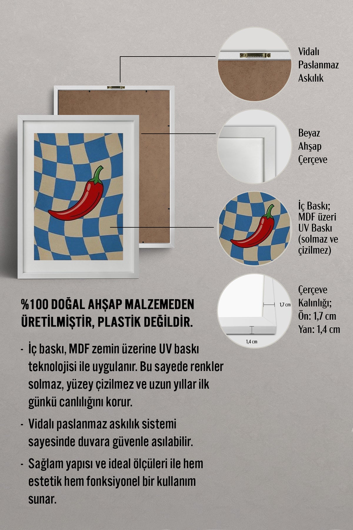 HOMEPACK Ahşap Çerçeveli Tablo Çerçeveli Poster Sanatsal Modern Duvar Dekoru BEK-8361