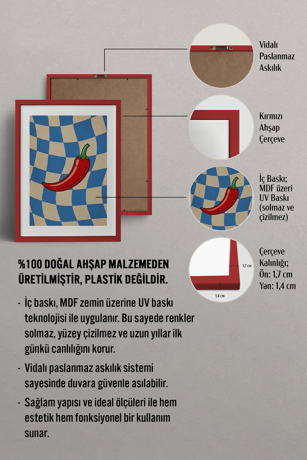 HOMEPACK Ahşap Çerçeveli Tablo Çerçeveli Poster Sanatsal Modern Duvar Dekoru BEK-8361