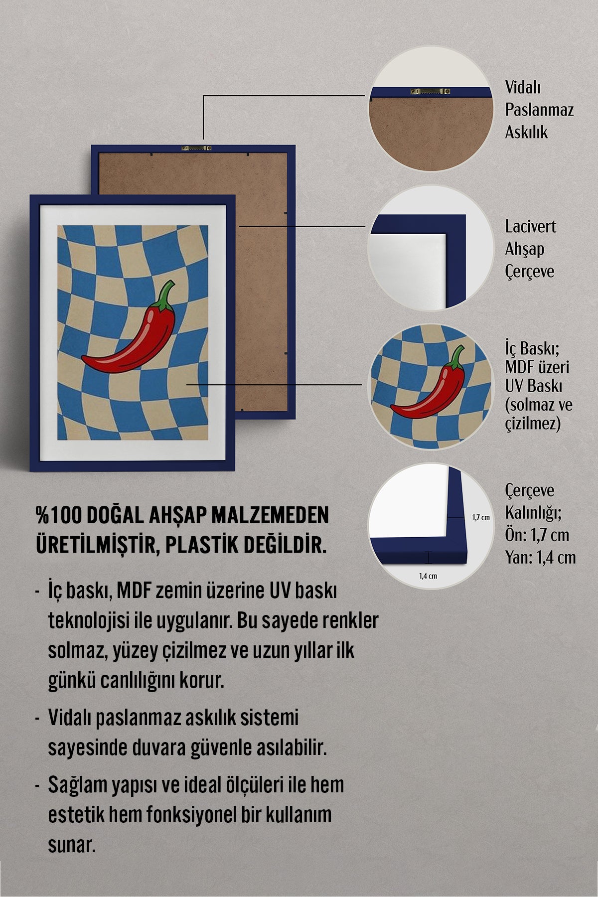 HOMEPACK Ahşap Çerçeveli Tablo Çerçeveli Poster Sanatsal Modern Duvar Dekoru BEK-8361