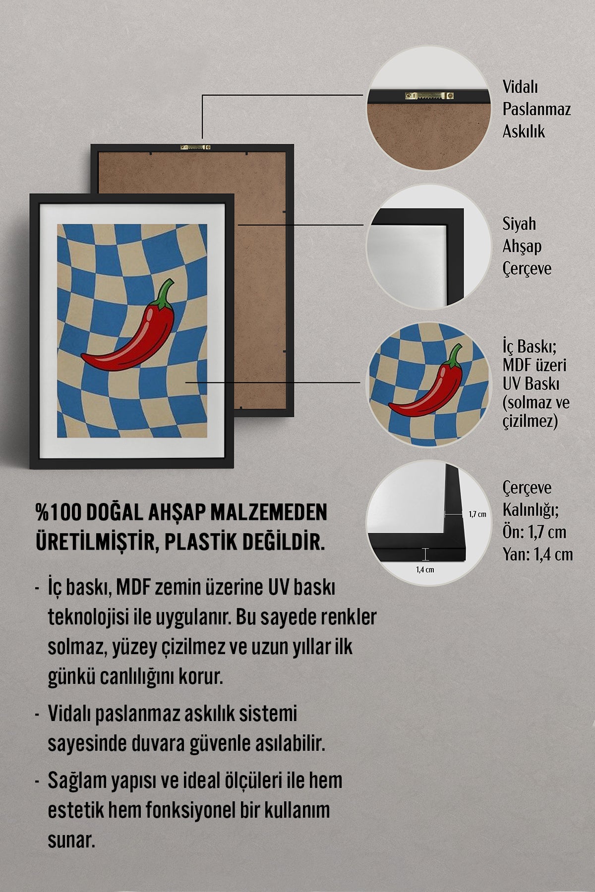 HOMEPACK Ahşap Çerçeveli Tablo Çerçeveli Poster Sanatsal Modern Duvar Dekoru BEK-8361