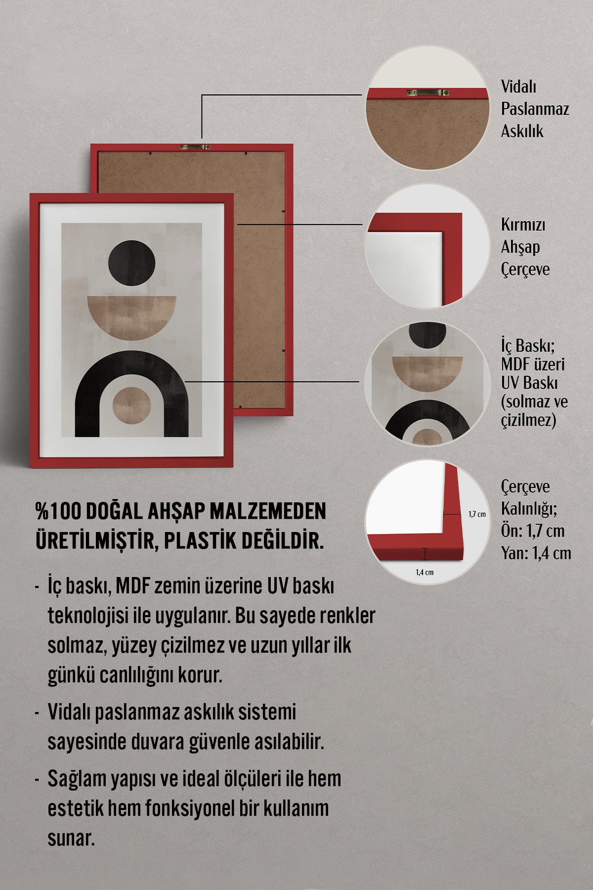 HOMEPACK Ahşap Çerçeveli Tablo Çerçeveli Poster Sanatsal Modern Duvar Dekoru BEK-8363