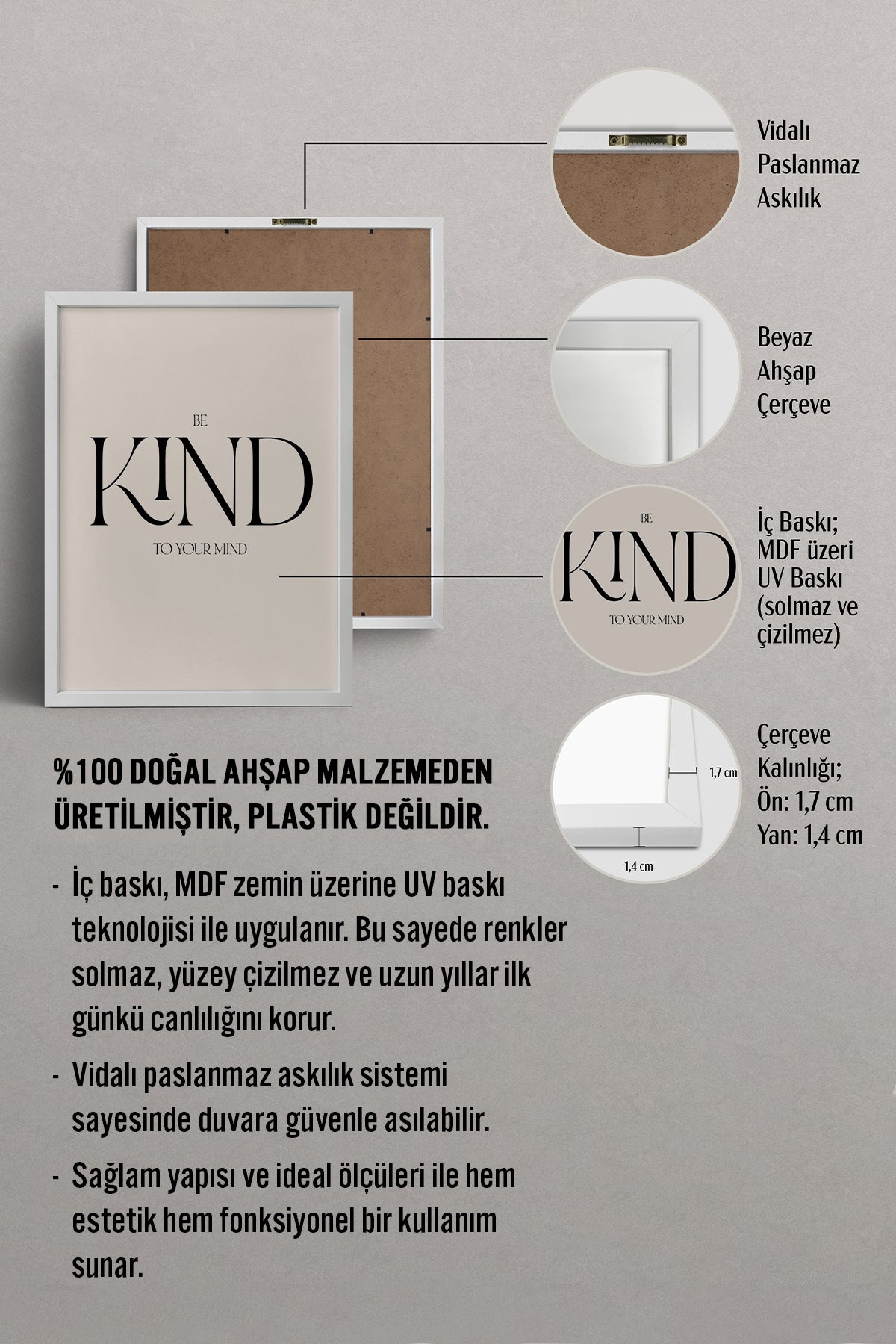 HOMEPACK Ahşap Çerçeveli Tablo Çerçeveli Poster Sanatsal Modern Duvar Dekoru BEK-8364